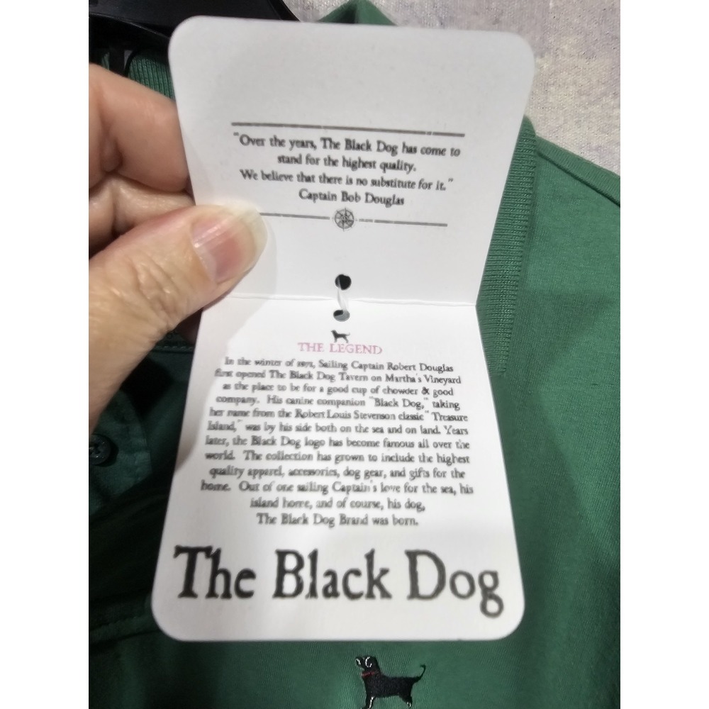 The Black Dog Polo Shirt Mens XL  Green Pique Embroidered Dog Logo - Picture 5 of 10